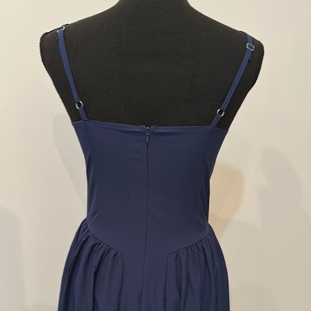 Elegant Navy Blue Strapless Dress - Picture 4 of 5